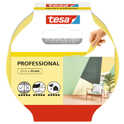 Vis detaljer for MALERTAPE PROFESSIONAL 25MX25MM GUL 57965335